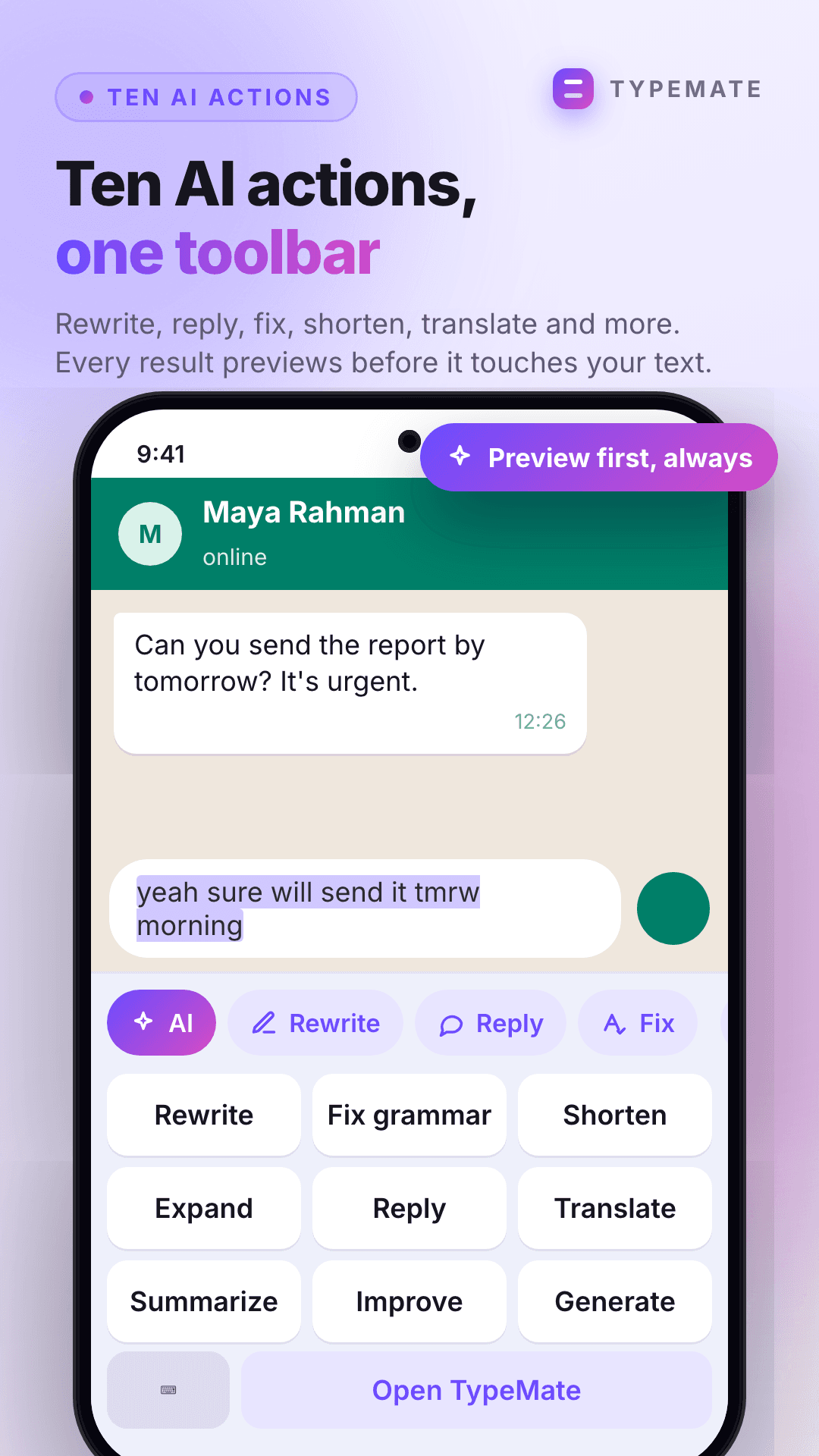 Ten AI actions in one toolbar